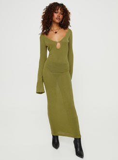product Princess Polly High Neck  Balart Long Sleeve Maxi Dress Green