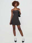 front view of model wearing Princess Polly Valletta Mini Dress Slate Square Neck 