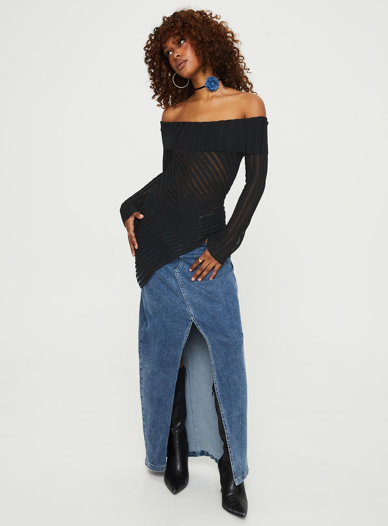 Cloud Sweater Black Princess Polly  Cropped 