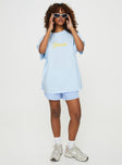 product Princess Polly Three Fourth Sleeves Crew Neck  Genuine Oversized Tee Blue