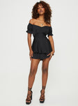 Poppins Off Shoulder Romper Black