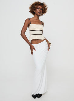   front view of model wearing Princess Polly Meredith Maxi Skirt White Maxi 