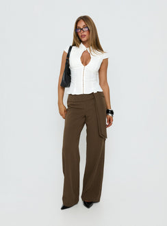 Yalanda Cut Out Collared Top White