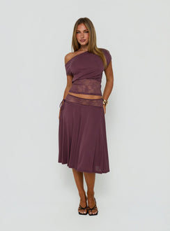 Marienna One-Shoulder-Spitzenoberteil Pflaume