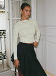 front view of model wearing Princess Polly Luvinia Long Sleeve Top Cream Full Sleeves Crew Neck 