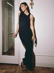 Front view of model wearing  front Princess Polly High Neck  Marsielle Maxi Dress Black