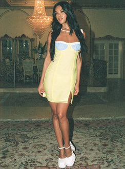 product Princess Polly Square Neck  Fritelle Ribbon Mini Dress Yellow / Blue