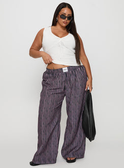 front view of model wearing Princess Polly Beach House Pants Multi Curve High Waisted Pants 