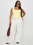 Baseline Square Neck Rib Tank Top Lemon Curve