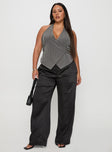 First Place Low Rise Satin Pant Black Curve