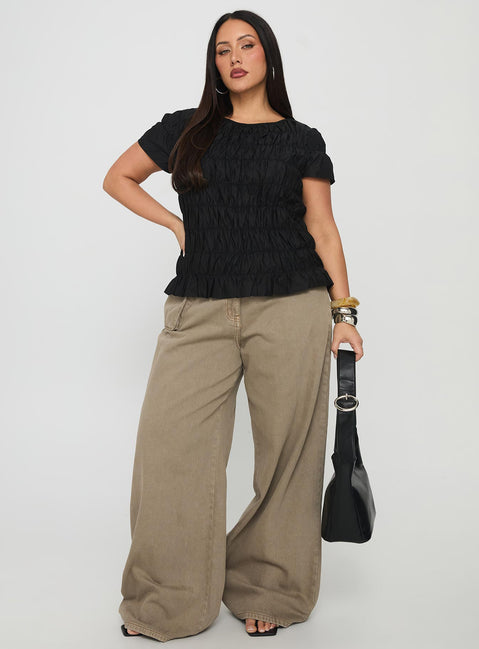 Spoiler Alert Ruched Top Black Curve