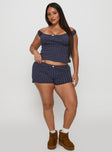 Drift Away Off The Shoulder Sleep Set Navy Dot Curve