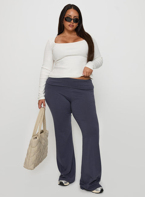 side view of model wearing Princess Polly Movement Yoga Pant Blue Curve 