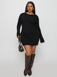 Mayok Long Sleeve Mini Dress Black Curve