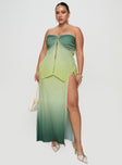   front view of model wearing Princess Polly Star Girl Maxi Skirt Green Ombre Curve Maxi 