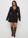 Dafnie Long Sleeve Mini Dress Black Curve