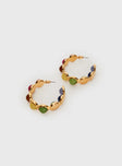 Statement hoops Gold-toned, gemstone detail, stud fastening Princess Polly Lower Impact 