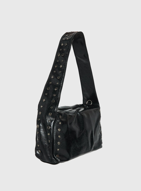 Kaiser Stud Detail Shoulder Bag Black
