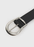 Faux leather belt, silver-toned buckle