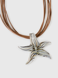 Fire Sign Glass Look Star Pendant Necklace Multi