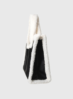 Faux leather tote bag   Fixed shoulder straps, fleece lining and trims, flat base