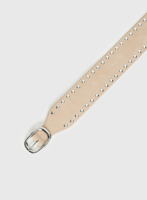 Spheres Stud Belt Beige / Silver