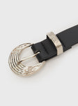 Faux leather belt, silver-toned buckle