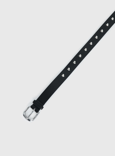 Speakeasy Heart Studded Belt Black / Silver