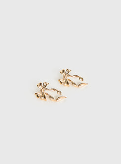 Keep A Secret Bow Earrings Gold