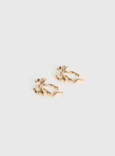 Keep A Secret Bow Earrings Gold