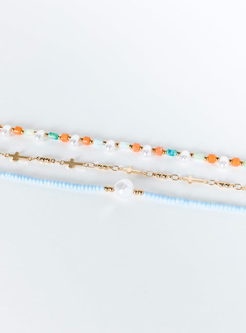 Bracelet pack Beaded design Gold toned Lobster clasp fastening