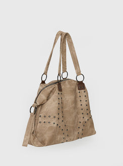 Brittin Stud Detail Shoulder Bag Beige
