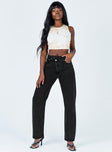 product Princess Polly High Waisted  Holly Asymmetric Straight Leg Jean Black Denim