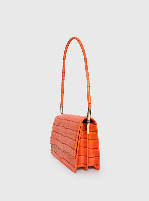 Moshe Croc Shoulder Bag Orange