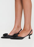 Chance Pointed Toe Bow Heels Black Satin