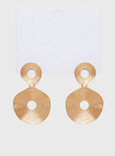 Gold Gold-toned earrings Large pendant style, stud fastening