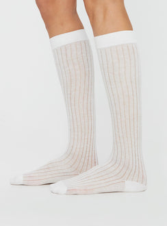 Knee high socks  Ribbed cuff, sheer