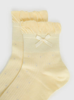 Ceyla Frill Socks Yellow Polka