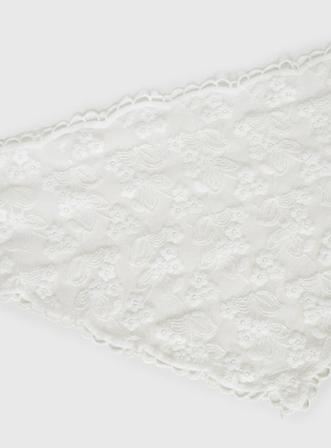Creme Brulee Lace Hair Scarf White
