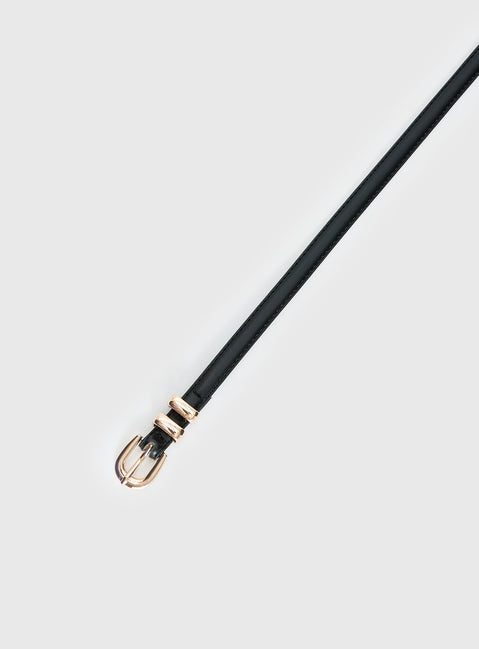Antilles Faux Leather Micro Belt Black / Gold