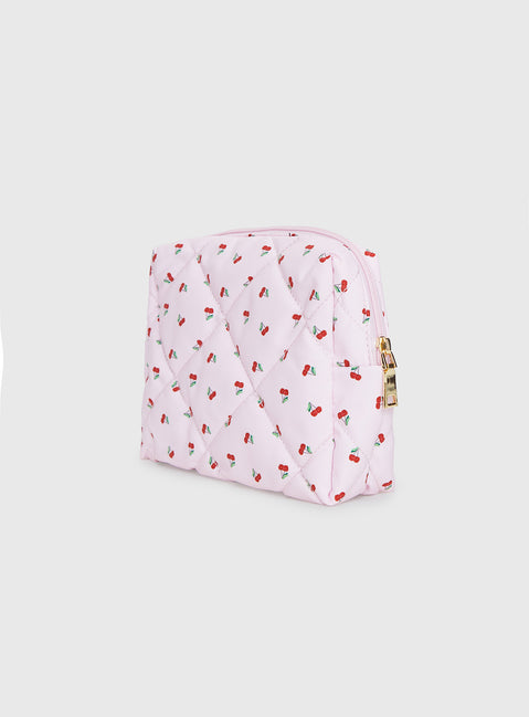 On A Cloud Quilted Pouch Pink Cherry