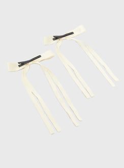 Hair clip  Two bow tie design, ribbon style, clip fastening