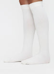 Sabryna Over Knee Socks White