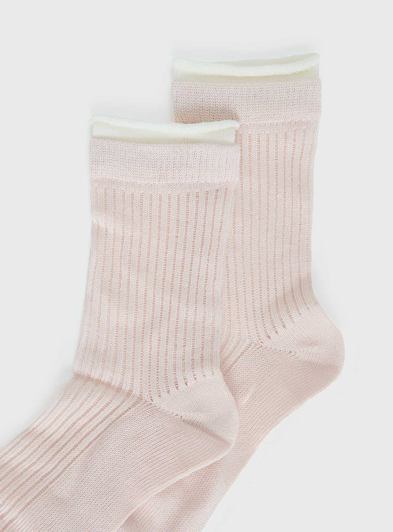 Daliar Contrast Trim Socks Pink