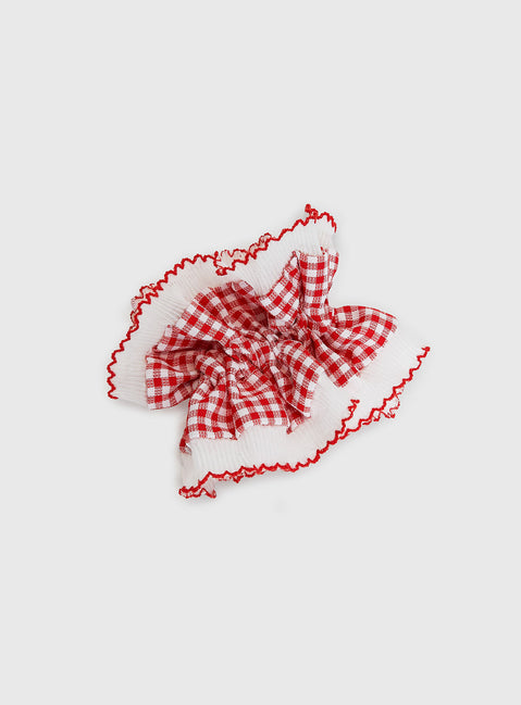 Downtown Scene Scrunchie Red Gingham