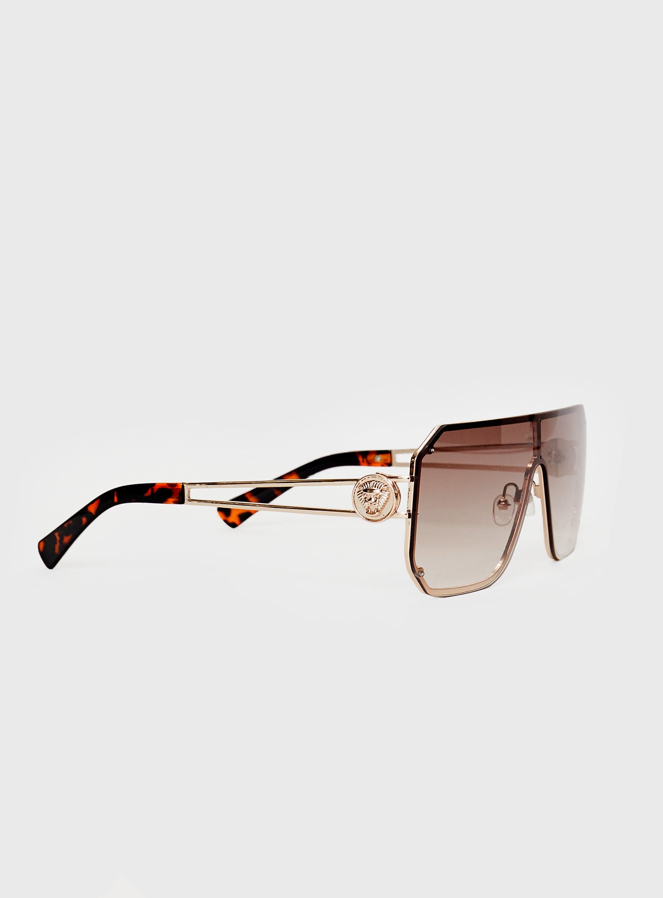Oversized sunglasses Frameless design, gold-toned, silicone nose pads, diamante detail, light tinted lenses