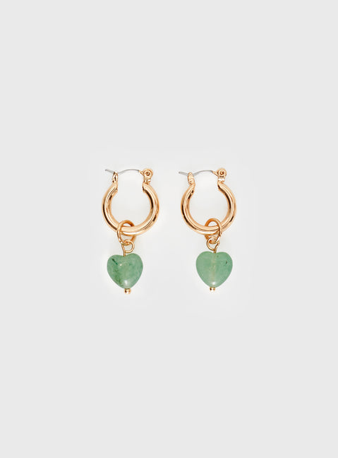 Breaking Hearts Earrings Green