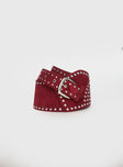 Calexico Studded Faux Suede Belt Red