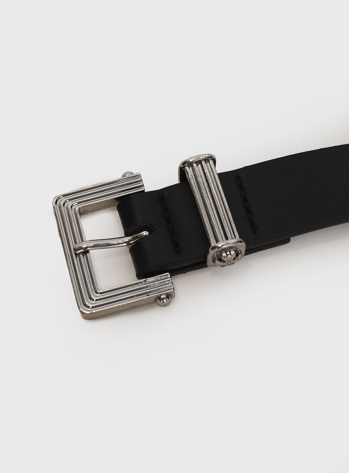 Faux leather belt, silver-toned buckle