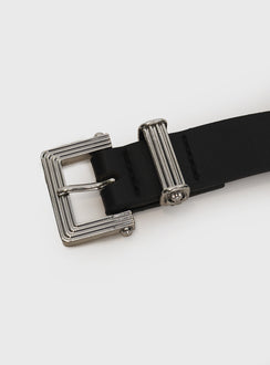 Faux leather belt, silver-toned buckle